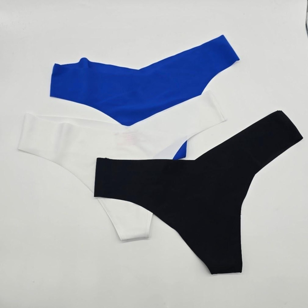 Commando Thong 3-Pack Women’s M/L Black White Blue Seamless No-Show USA NWOT - Picture 5 of 15